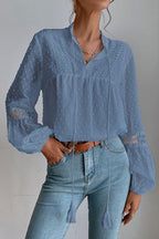 Charming New Day Lace Swiss Dot Long Sleeve Top