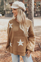Now Is The Time Khaki Star Knit Sweater