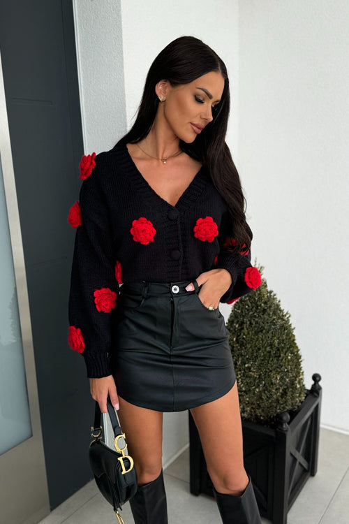 Precious Look 3D Flowers Knit Cardigan Sweater
