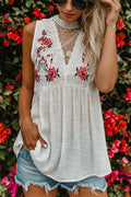 Reverie Lace Up Floral Embroidered Top