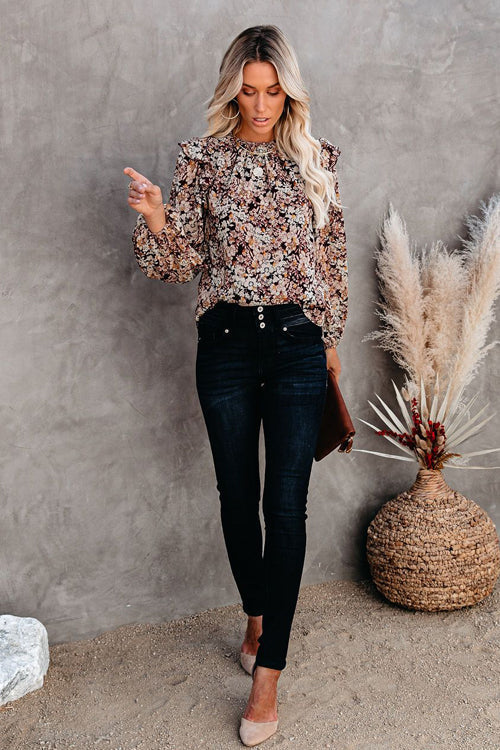Charm Hunter Floral Print Long Sleeve Top
