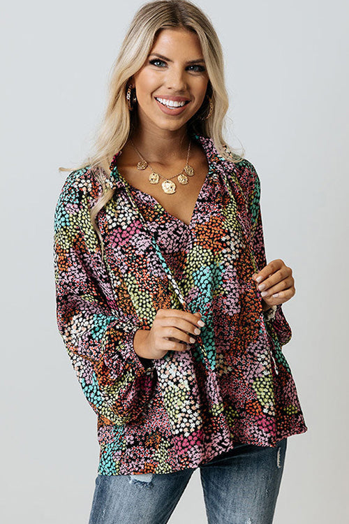 Say Yes Shivering Print Long Sleeve Top