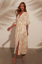 Mykonos Mood V-Neck Printed Maxi Dress
