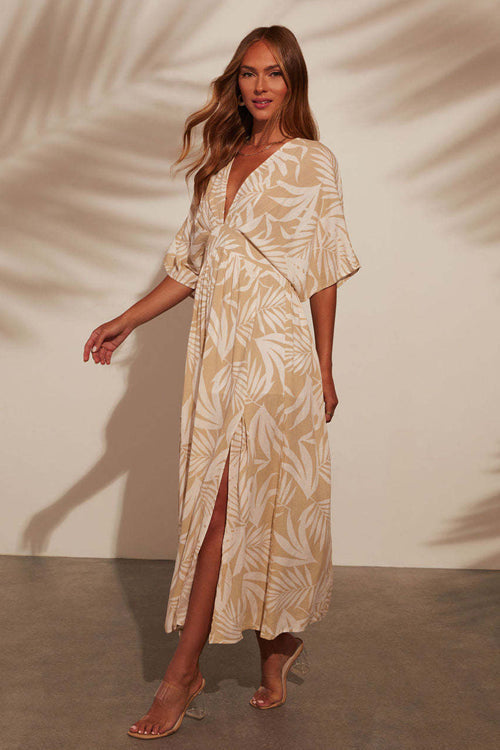 Mykonos Mood V-Neck Printed Maxi Dress