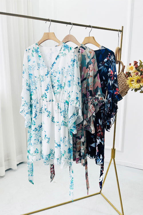 Today'S Moment Floral Print Warp Mini Dress
