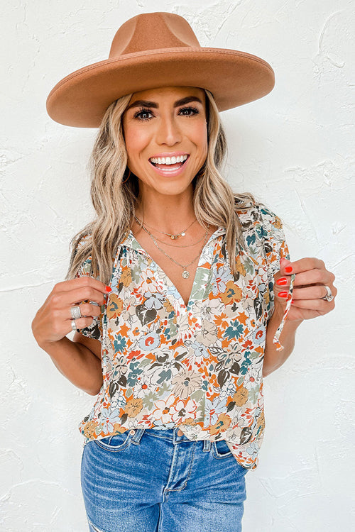 Feel The Delight Floral Print Short Sleeve Top