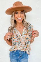 Feel The Delight Floral Print Short Sleeve Top