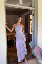 Blissful Hues Halter Neck Pleated Maxi Dress
