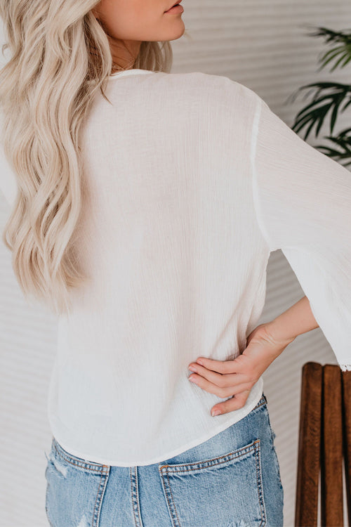 Bali Reverie V-neck Lace Half Sleeve Shirt