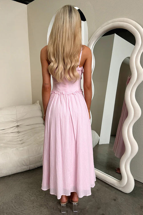 Confident Charmer Spaghetti Ruffled Midi Dress