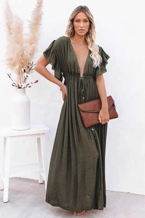 Golden Glow & Playful Spirit Ruffled Beach Wear Maxi Dress - 8 Colors