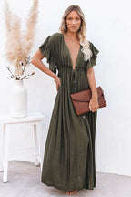Golden Glow & Playful Spirit Ruffled Beach Wear Maxi Dress - 8 Colors