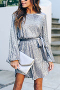 Glamorous Sequin Tie-Waist Mini Dress