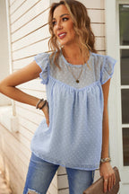 Polished Encounter Lace Dotted Short Sleeve Top