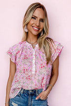 Joyful Thoughts Floral Print Short Sleeve Top