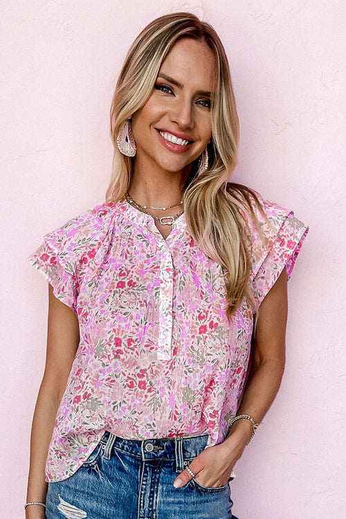 Joyful Thoughts Floral Print Short Sleeve Top