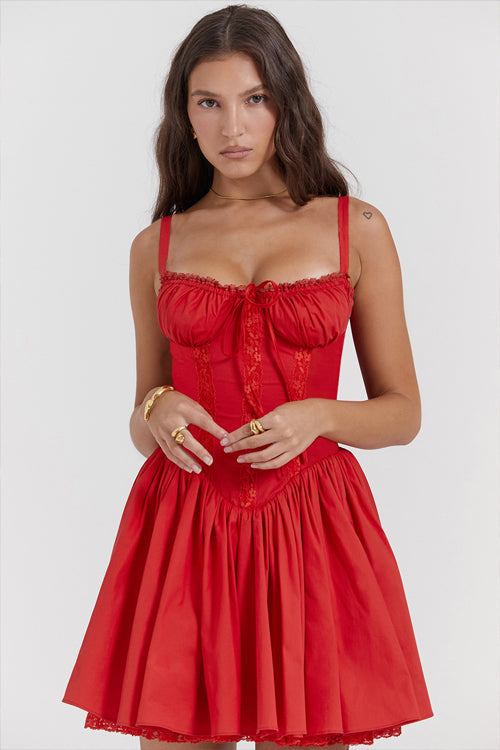 Affection In Your Eyes Lace Print Skater Mini Dress - 9 Colors