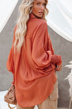 Affection Life Oversized Pocket Balloon Sleeve Shirt