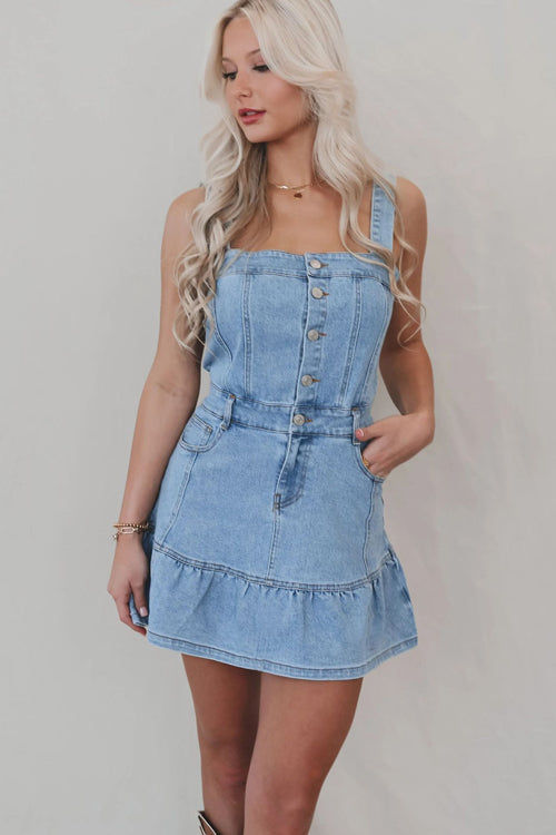 Trending Mood Pocket Denim Mini Dress
