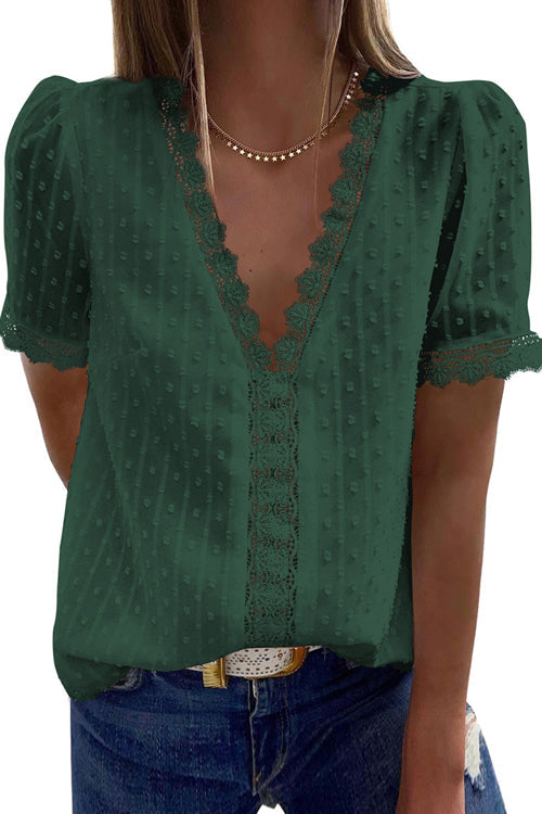 Delightful Day Swiss Dot Lace Top