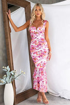Captivating Destiny Floral Pleated Midi Dress