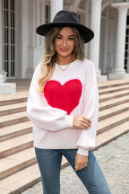 Fell In Affection Heart Long Sleeve Knit Sweater