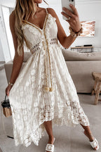 Come To Me Lace Tassel High-Low Maxi Dress