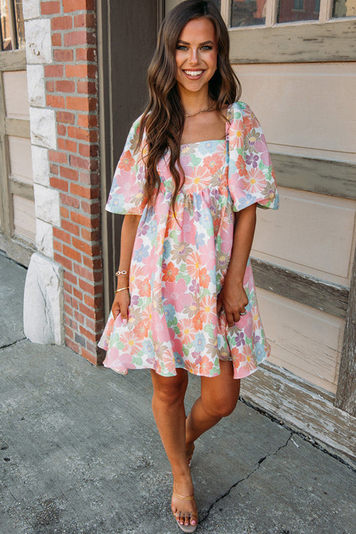 It's Made For Playful Spirit Floral Print Babydoll Mini Dress