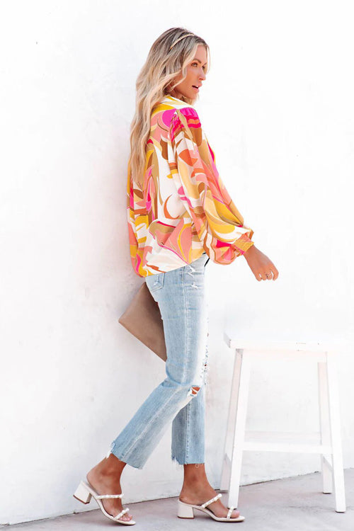 Getting Luxe Printed Statement Sleeve Top