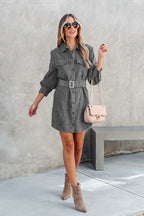 Catch Your Self Corduroy Button Up Mini Dress