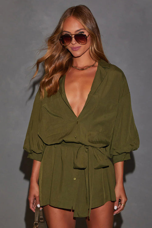 Cute and Delightful Short Sleeve Shirt Mini Dress