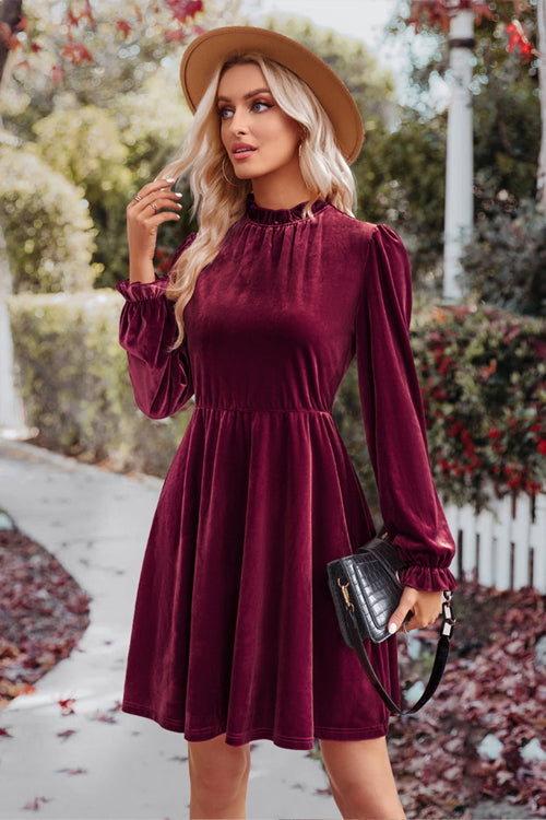 Can't Help But Affection Velvet Long Sleeve Mini Dress
