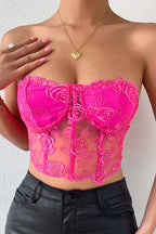 Flirty Touch Sleeveless Lace Bustier Corset Crop Top