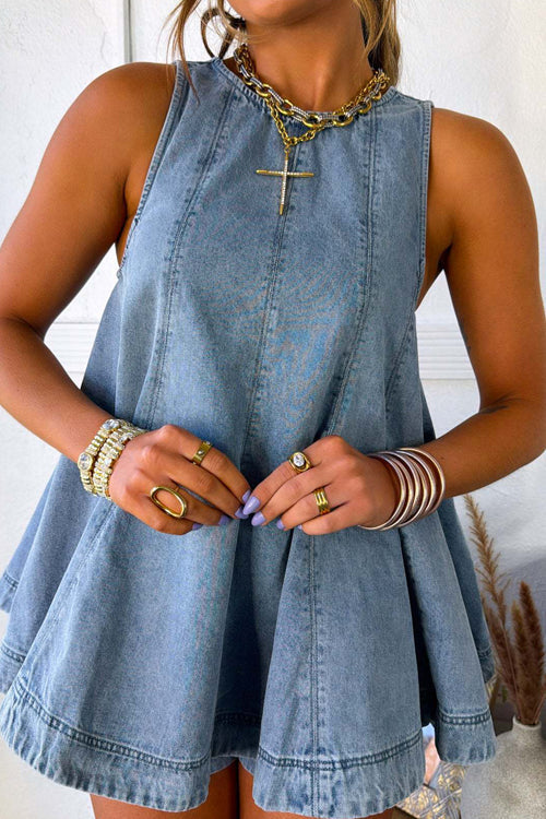 Irresistible Days Medium Wash Denim Sleeveless Set