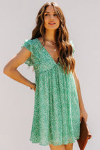 Only A Reverie Green Printed Mini Dress