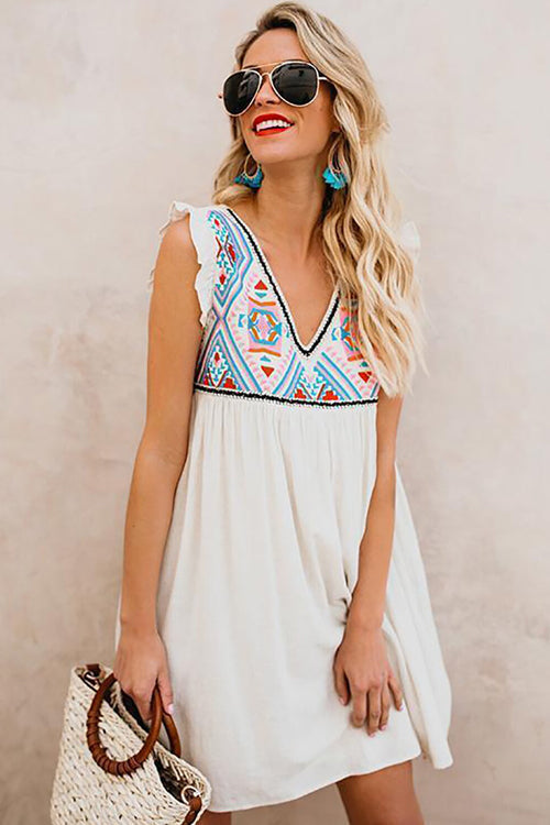 Living In The Occasion Print Sleeveless Mini Dress