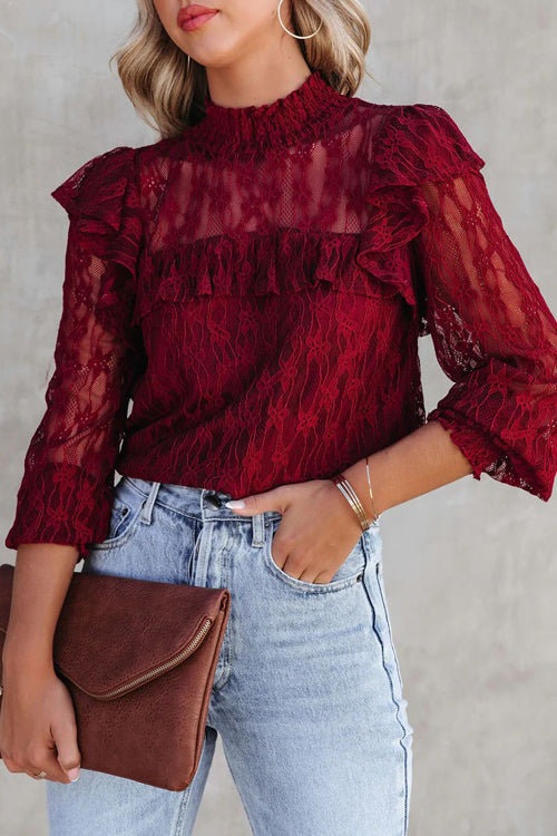 Couldn't Be Better Lace Ruffled Top