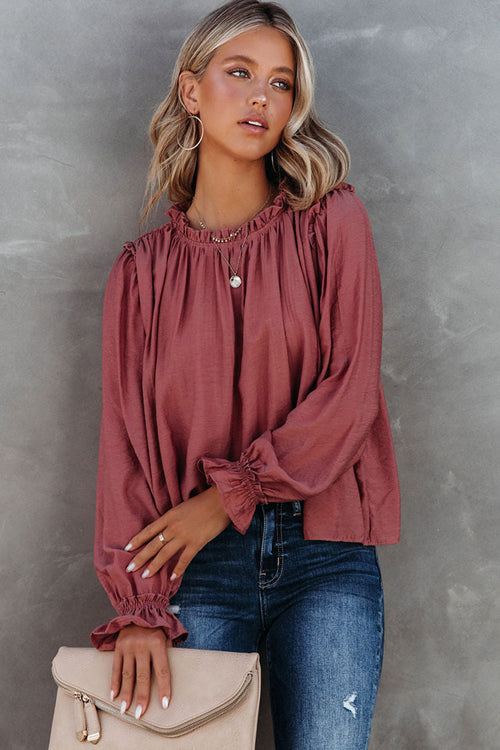 Promised Playful Spirit Ruffled Cotton Long Sleeve Top