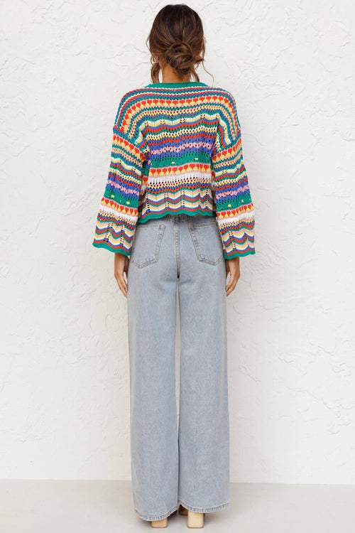 Let's Get Away Colorful Stripe Knit Sweater