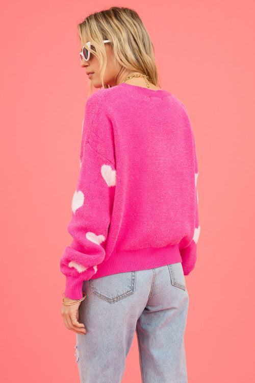 With Affection Pink Long Sleeve Knit Sweater