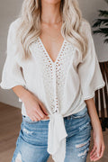 Bali Reverie V-neck Lace Half Sleeve Shirt