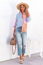 Open-Air Day Colorblock Button Down Top