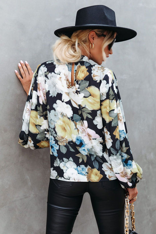 You're Radiant Floral Print Long Sleeve Top