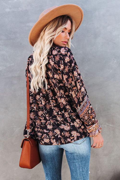Giving Radiant Boho Print Long Sleeve Top
