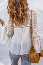 Waiting On Affection Crochet Lace Swiss Dot Long Sleeve Top