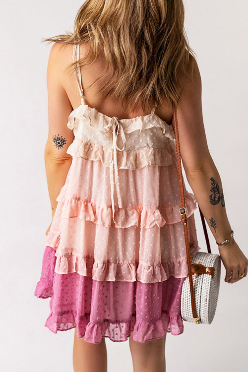 Flow Of Affection Pink Swiss Dot Layered Mini Dress