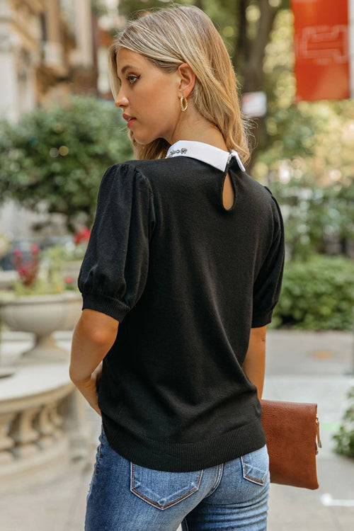In The Spotlight Collared Knit Top