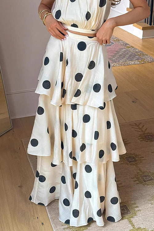 Mallorca Morning Polka Dot Sleeveless Maxi Dress