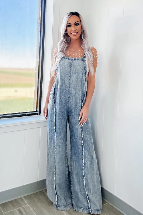 Fresh Perfection Light Wash Denim Jumpsuit