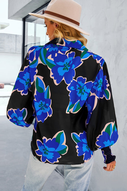 Life Of Affection Print Button Down Smocked Top - 7 Colors